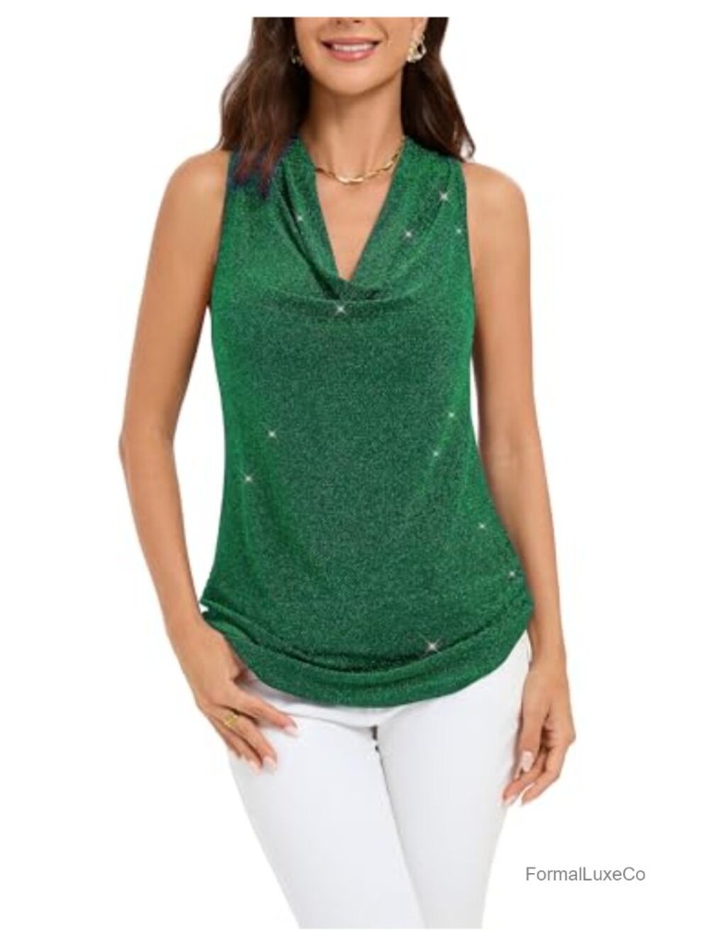 Sequin Tank Top Dressy Casual V Neck Sleeveless Sparkly Blouse Night Out Party